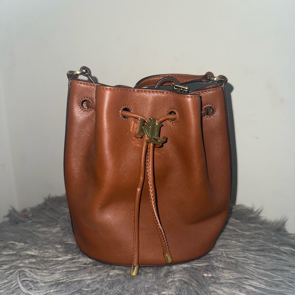 Brown Leather Bucket Bag